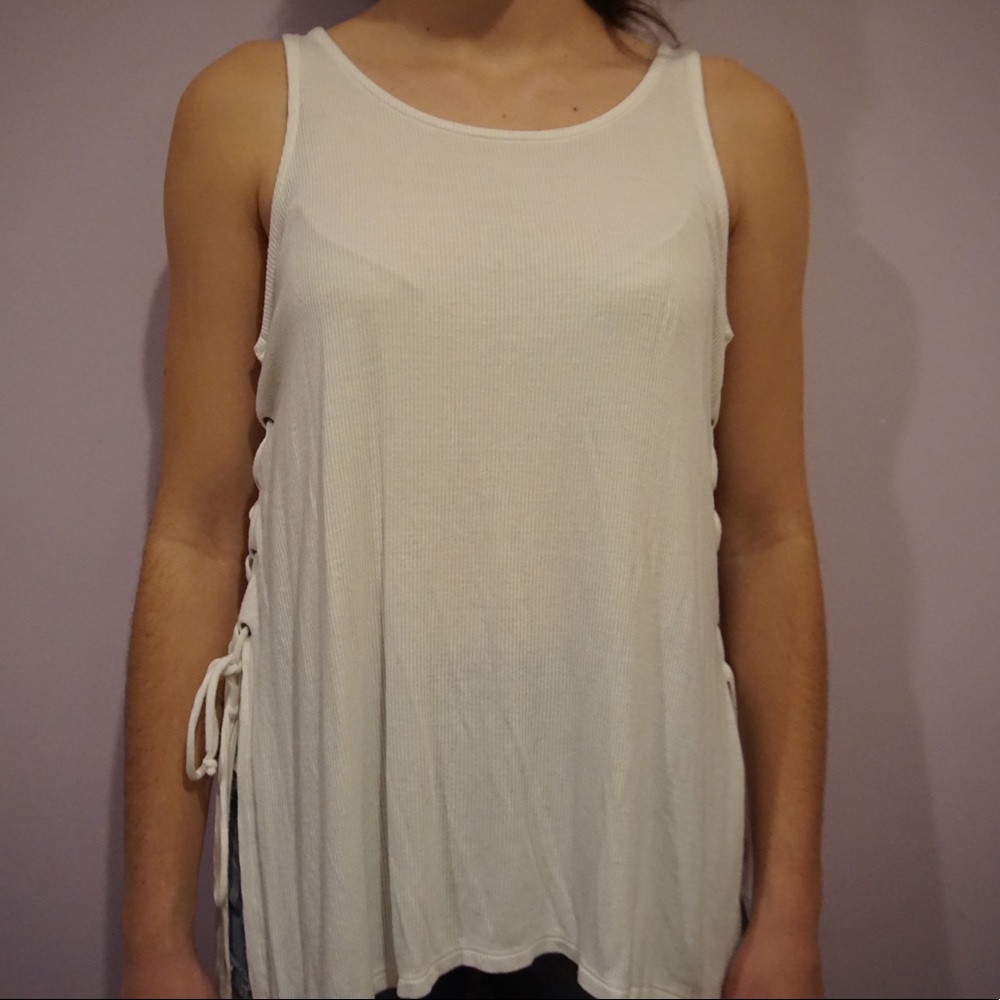 White Soft and Sexy Lace Up Tank